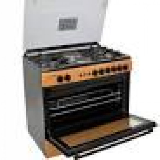 Scanfrost 90x60 4G+2G Gas Cooker Wood SFC9426NEF - Electric Grill, Double Knob Oven, 4 Gas Burners