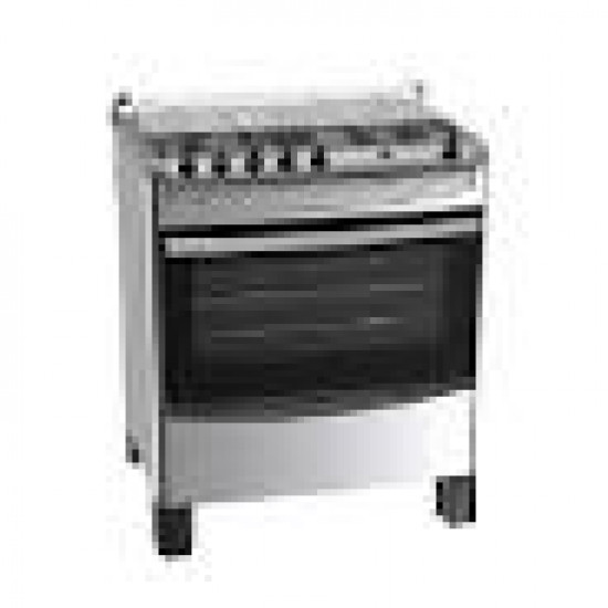 Scanfrost 5-Burner Gas Cooker CK7500S - Silver - Stainless Steel Cooktop, Automatic Ignition