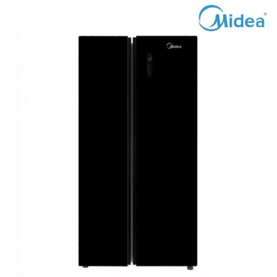 Midea Side-by-Side Refrigerator with Black Mirror Finish, 510L (HC-689WEN) - Front View