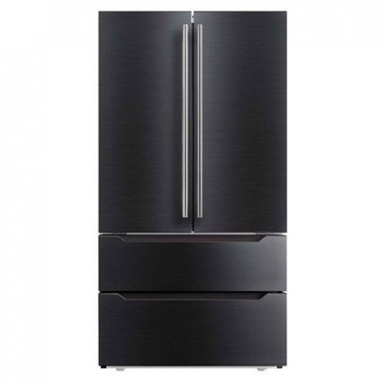 Midea Ref HQ-610WEN Black Stainless Steel Side-by-Side Refrigerator - Front View