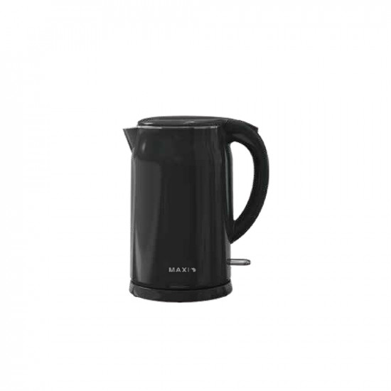 A black Maxi electric kettle with a 1.7 liter capacity 