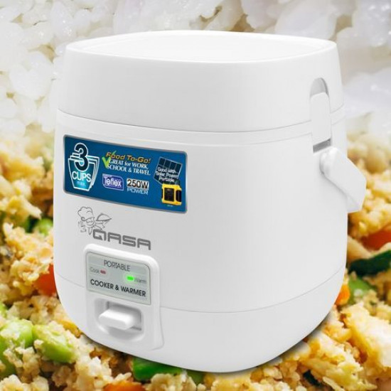 white Qasa QRC-250 Portable Rice Cooker