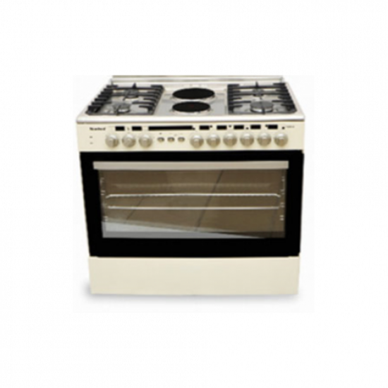 ScanFrost 4 Gas Burner with 2 Hot Plates and Oven Cream Finish CK-9426 NE Cookers & Ovens image
