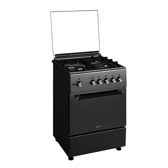 Maxi 3 Burners Gas Cooker and 1 Electric TR 6060 Inox Black image