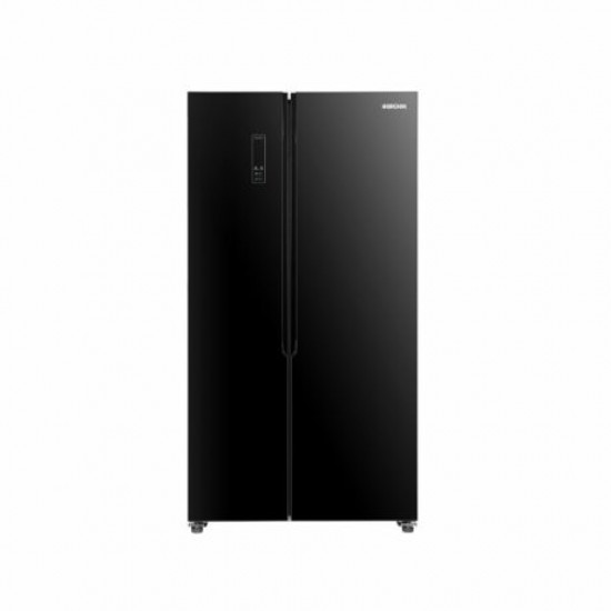 Bruhm 432L Black Glass Side by Side Refrigerator with No Frost (BFX-436ENG) - Ighomall Nigeria