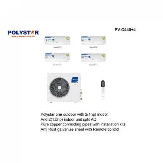 Polystar One Outdoor With 2 (1HP) Indoor And 2 (1.5HP) Indoor Units Split Air Conditioner PV-C440+4 Air Conditioners image