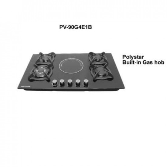 Polystar 4 Gas Burners 1 Hot Plate Built-In Gas Hob PV-90G4E1B Cookers & Ovens, Cooktops, Range Hoood, and Oven image