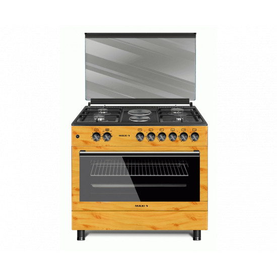 4 Burners Gas Cooker and 2 Hot Plates Style 60*90 TR (4plus2) Wood - Maxi Cookers & Ovens image