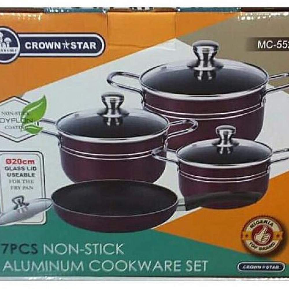 Fatima - 6 pieces crown star aluminium cooking pots. Size: large/big Price:  15000