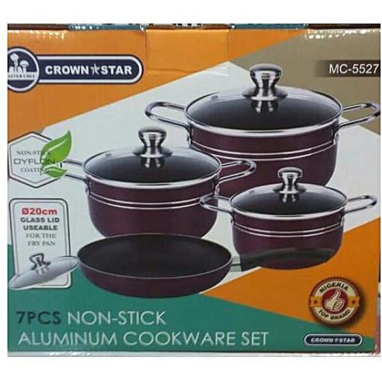 Crown Star 7pcs Non Stick Aluminium Cooking Pots deep fryers & rice cookers image