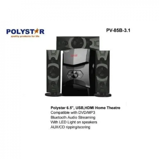 Polystar Bluetooth Home Theatre With USB Port | PV-85B-3.1 Home Theatre & Audio System image