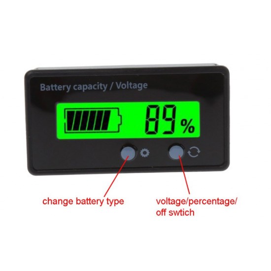 LCD Acid Lead Lithium Battery Capacity Indicator Digital Voltmeter image
