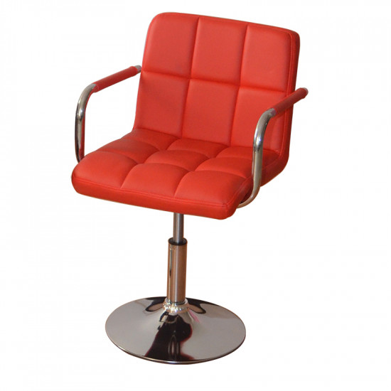 Revolvable and Adjustable Leather Bar Stool With Arm image