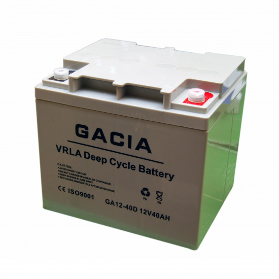 Gacia 40Ah 12V Deep Cycle Battery - Front View