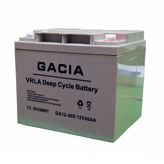 Gacia 40Ah 12V Deep Cycle Battery - Front View
