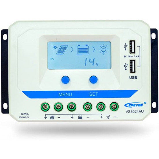 EPEVER Solar Charge Controller 30A PWM 12V 24V - Advanced Features