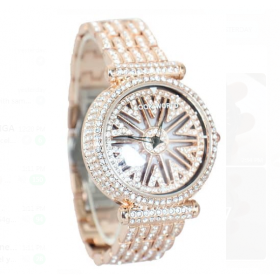 Look World Unisex Spinning Straps Gold Wrist Watch image