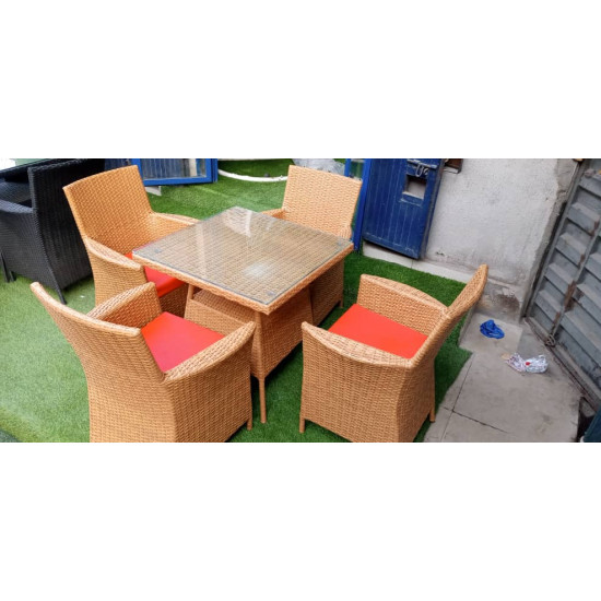 Rattan outdoor 4 chairs and one square table Home Furniture image