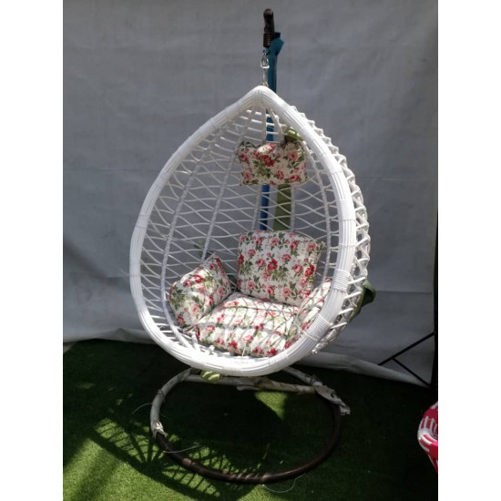 Rattan Outdoor Hanging/Swing Chair - White Home Furniture image