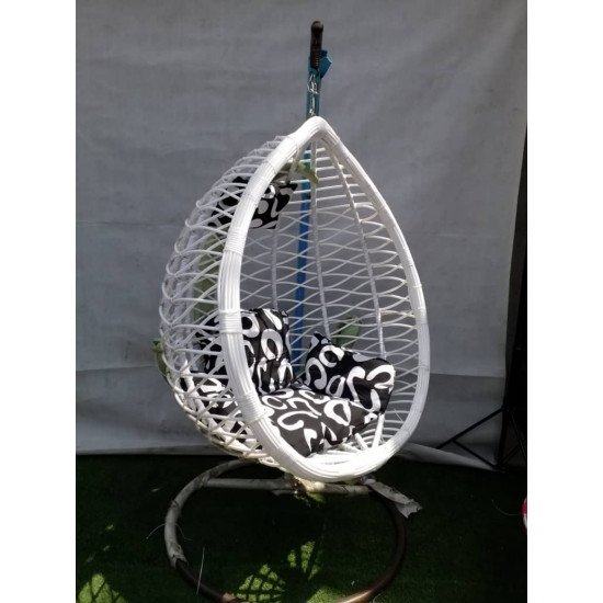 Rattan Outdoor Hanging/Swing Chair - Black and White Home Furniture image