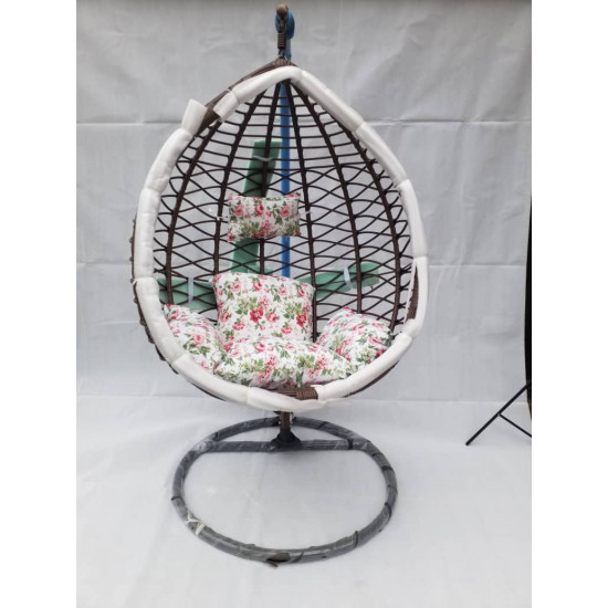 Rattan Outdoor Hanging/Swing Chair - Black, white and Pink Home Furniture image