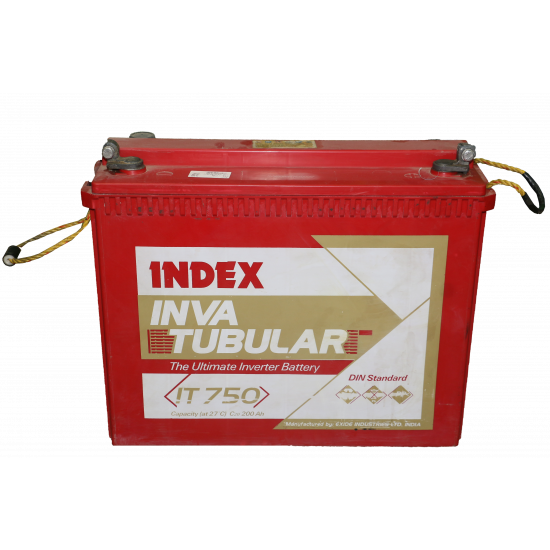 Index 230Ah 12V Inva Tubular Battery - Front View