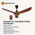 Duravolt 36" Long Blade Ceiling Fan (brown) DCF-36