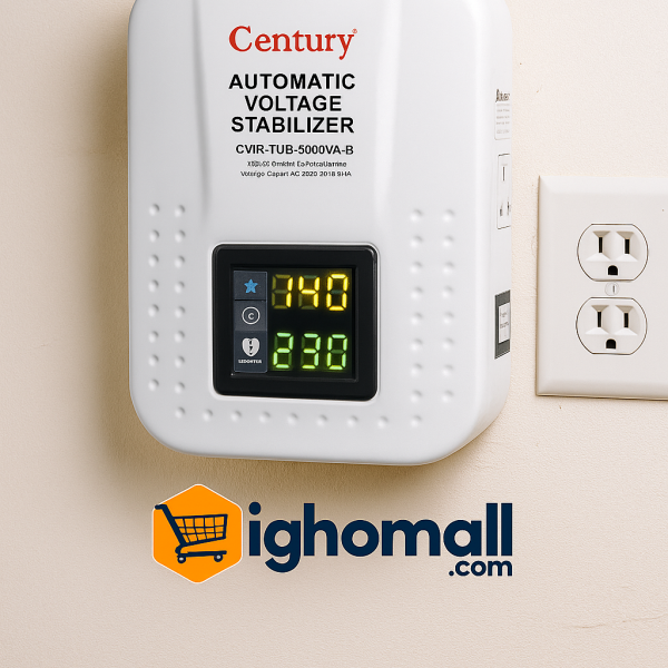 Century Wall Mounted 5000VA Automatic Voltage Digital Stabilizer - CVRTUB 5000VA-B