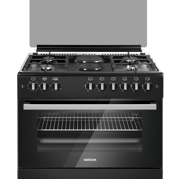 BRUHM 90 X 60 Gas Cooker, 4 Burner + 2 Electric Hotplate - BGC-9642IB