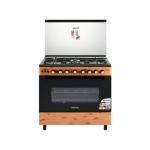 BRUHM 90 x 60 Gas cooker, 5 Burner With Oven - BGC-9650IN - Wooden Finish