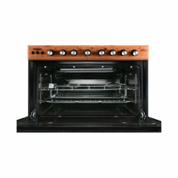 BRUHM 90 x 60 Gas cooker, 5 Burner With Oven - BGC-9650IN - Wooden Finish