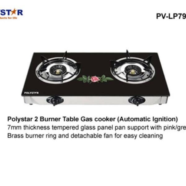 POLYSTAR 2 BURNER TABLE GAS COOKER (PINK ROSE)