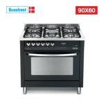 Scanfrost 90X60 5 Gas, 1 WOK Inox Finish, Top Glass Pearl Black - PNG96G2G
