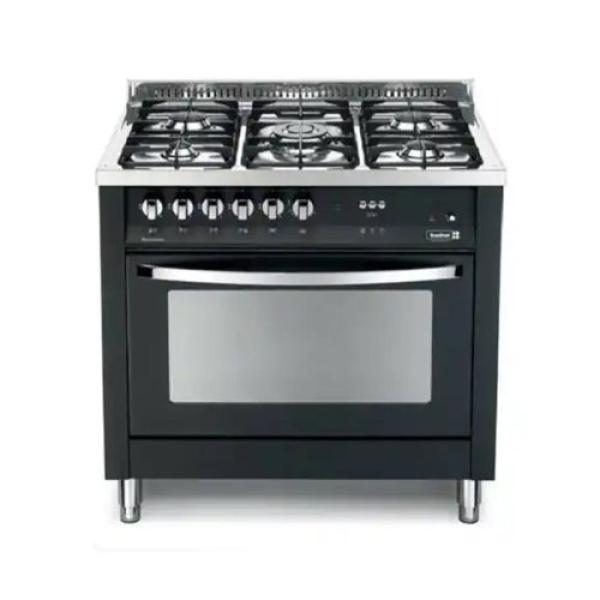 Scanfrost 90X60 5 Gas, 1 WOK Inox Finish, Top Glass Pearl Black - PNG96G2G