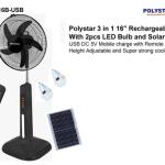 POLYSTAR 16″ 3-in-1 RECHARGEABLE STANDING FAN – PVKL-8516USB