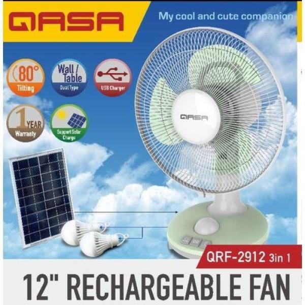 QASA 12 Inches Rechargeable 3 in 1 Table Fan