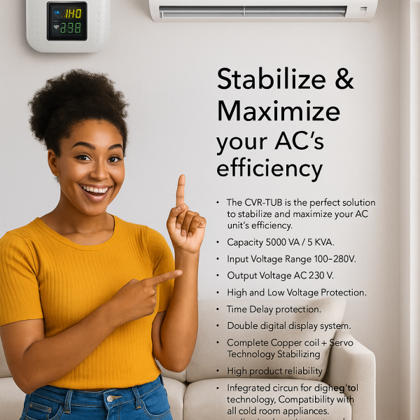Century Wall Mounted 5000VA Automatic Voltage Digital Stabilizer - CVRTUB 5000VA-B