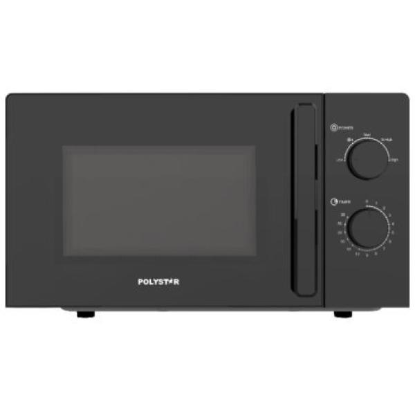 POLYSTAR 20LTR MANUAL SOLO MICROWAVE BLACK OVEN.