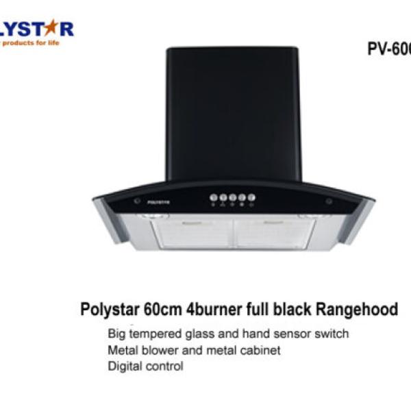 POLYSTAR 60CM TEMPERED GLASS RANGE HOOD – PV-6009B