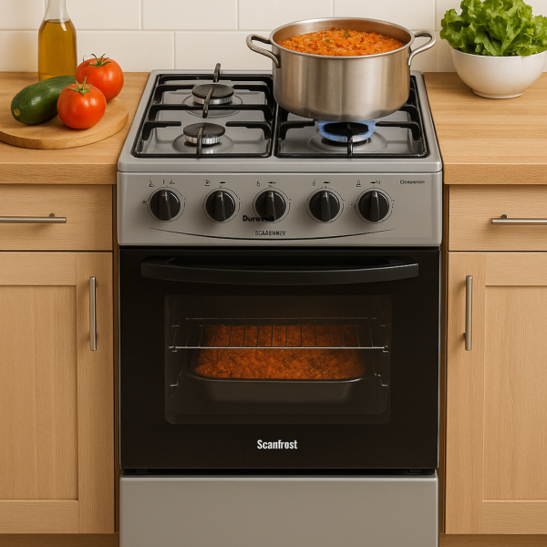 Scanfrost 4 Gas Burners With Gas Oven Grey - CK5400NG