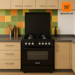 Scanfrost 60X60 4 Gas Burners With Gas Oven, Grill, Burner Ignition Black -CK6400B
