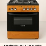 Scanfrost 60X60 4 Gas Burners With Gas Oven, Grill, Burner Ignition Wood Finish - CK6402NG