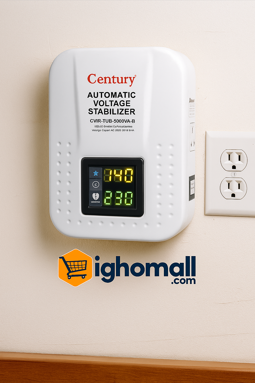 Century Wall Mounted 5000VA Automatic Voltage Digital Stabilizer - CVRTUB-1