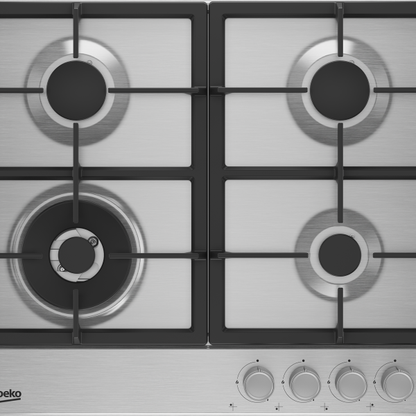 Beko 60CM Stainless Steel Gas Hob with 3 Gas Burners and 1 Wok Burner - HQAW64225 SX
