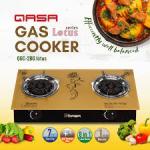 Qasa Two Burner Glass Table Top Gas Cooker | QGC-2BG lotus