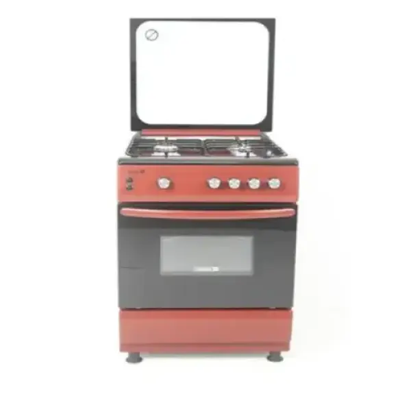 Scanfrost 60X60 4 Gas Burners With Gas Oven, Grill, Burner Ignition Burgundy - CK6400R