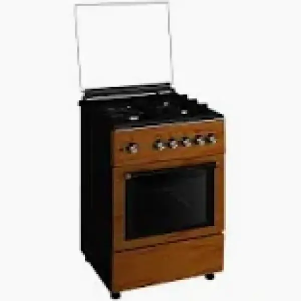 Scanfrost 60X60 with 4 Gas (1 Wok) Burner, Gas Oven & Grill, Auto Ignition, Rotisserie, Wood Finish - SFC6401NG