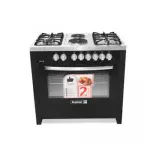 Scanfrost 90X60 4 Gas, 2 Hotplate With Gas Oven, Gas Grill, Full Auto Ignition Matt Black Finish - SFC9423B