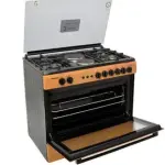Scanfrost 90X60 4 Gas, 2 Hotplate With Gas Oven, Gas Grill, Ignition Wood Finish, Top Glass - SFC9425NGF